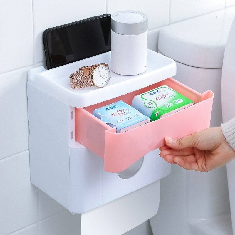 Fürdőszoba Papírtartó Tároló Rendszerező Szekrény Kezdőlap Innovatív kiegészítők Konyhai mosdókészlet fúrógép nélkül Polc