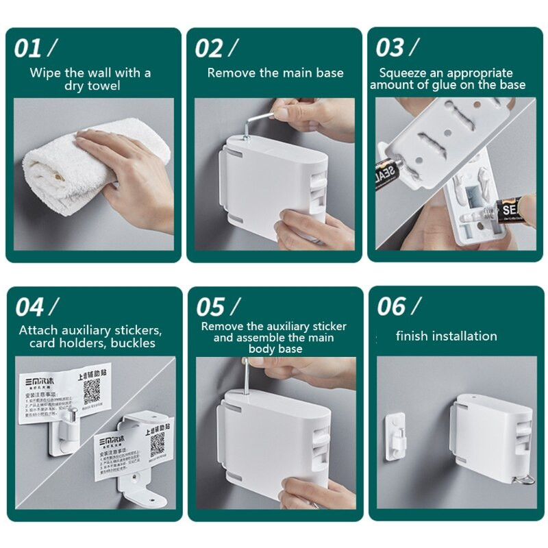 Nevidljivi konop za odjeću Čarobni stalak za sušenje odjeće na uvlačenje bez bušenja za unutarnje vanjske prostore Zidna vješalica za odjeću