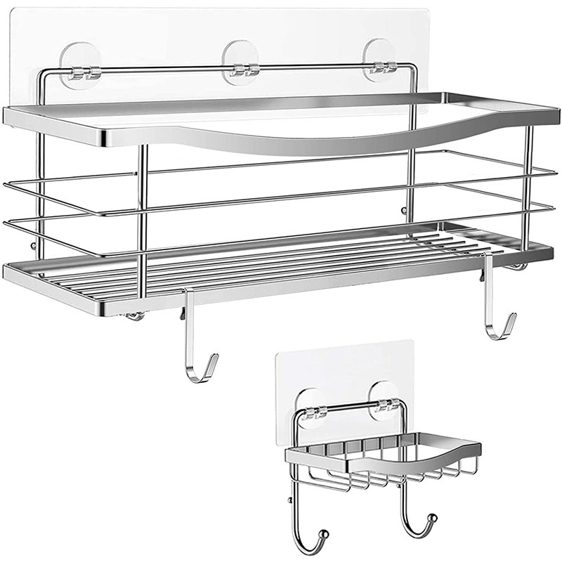 Hot Adhesive Shower Caddy Basket Polc sampon balzsamhoz Szivacs borotva Szappantartó Konyha Fürdőszoba Szervező Nincs fúrás Re