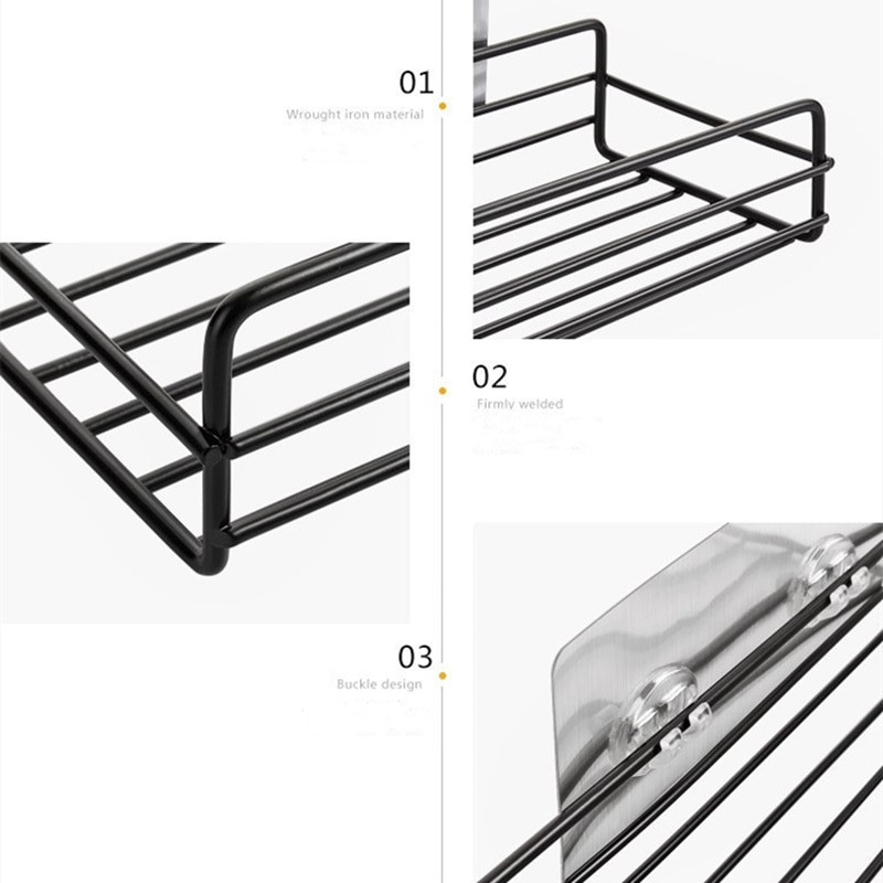 Prie sienos montuojama vonios kambario lentyna, tualeto reikmenų laikymo lentyna Dušo sieninė lentyna Viskozė, negręžta geležis Virtuvės vonios kambario laikymo lentyna