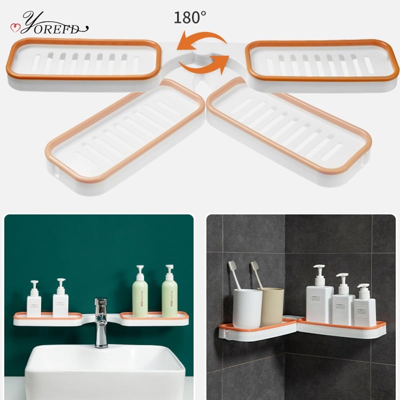 OYOREFD sulankstomos pasukamos vonios lentynos prie sienos tvirtinamas šampūno laikiklis kampinis vonios kambarinis daugiafunkcis dušo tvarkytuvas