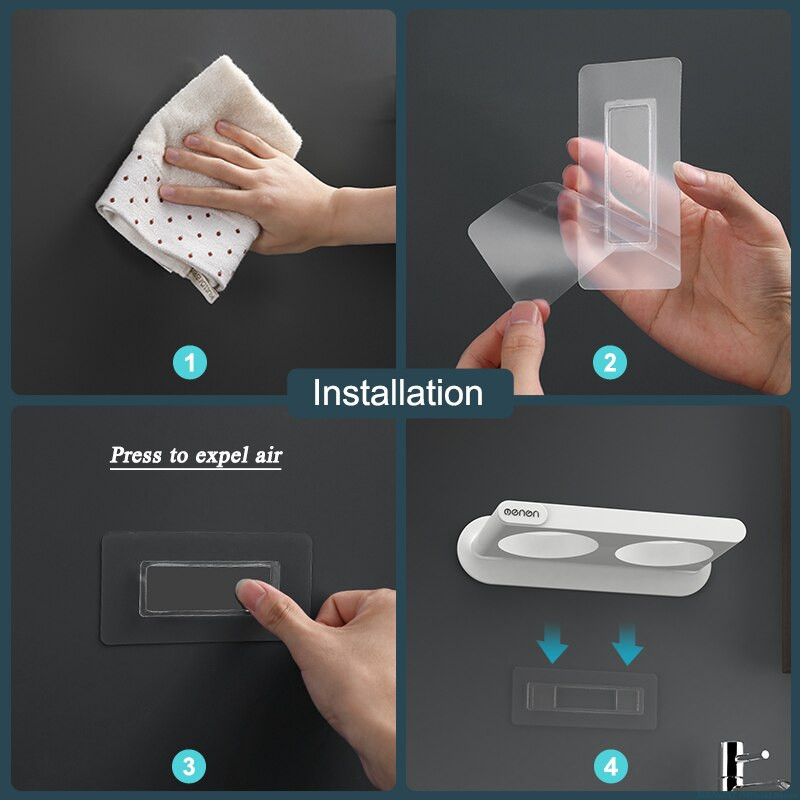 MENGNI Falra szerelhető hajszárító tartó Lyukasztás nélküli fürdőszobai polc műanyag fésű Tároló rendszerező állvány fürdőszobai kiegészítő készletek