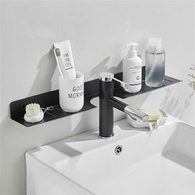 Kupaonska slavina Zidni stalak Kupaonsko ogledalo Prednji držač Zidni umivaonik Stalak za odlaganje kozmetike Kupaonska polica bez bušenja