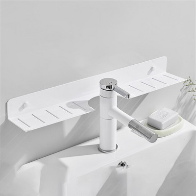 Kupaonska slavina Zidni stalak Kupaonsko ogledalo Prednji držač Zidni umivaonik Stalak za odlaganje kozmetike Kupaonska polica bez bušenja