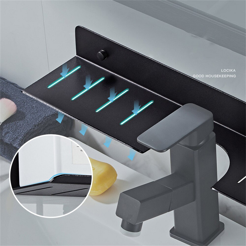 Kupaonska slavina Zidni stalak Kupaonsko ogledalo Prednji držač Zidni umivaonik Stalak za odlaganje kozmetike Kupaonska polica bez bušenja