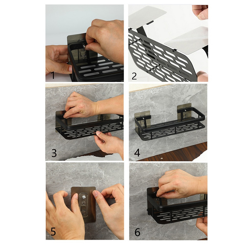 Lyukasztásmentes fürdőszobai polcok Háromszög sarokpolc Zuhanyzó Tároló állványtartó WC-rendező Konyhai polc Fürdőszoba kiegészítők