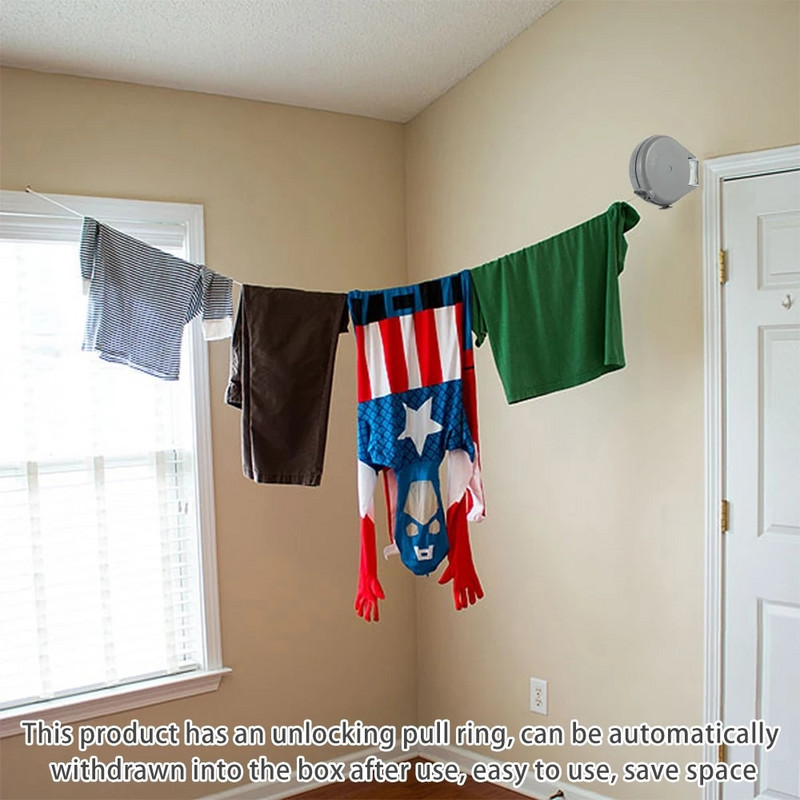 Suport de uscare haine 12M frânghie din oțel inoxidabil curele de rufe retractabile uscător de haine umeraș de rufe tendedero