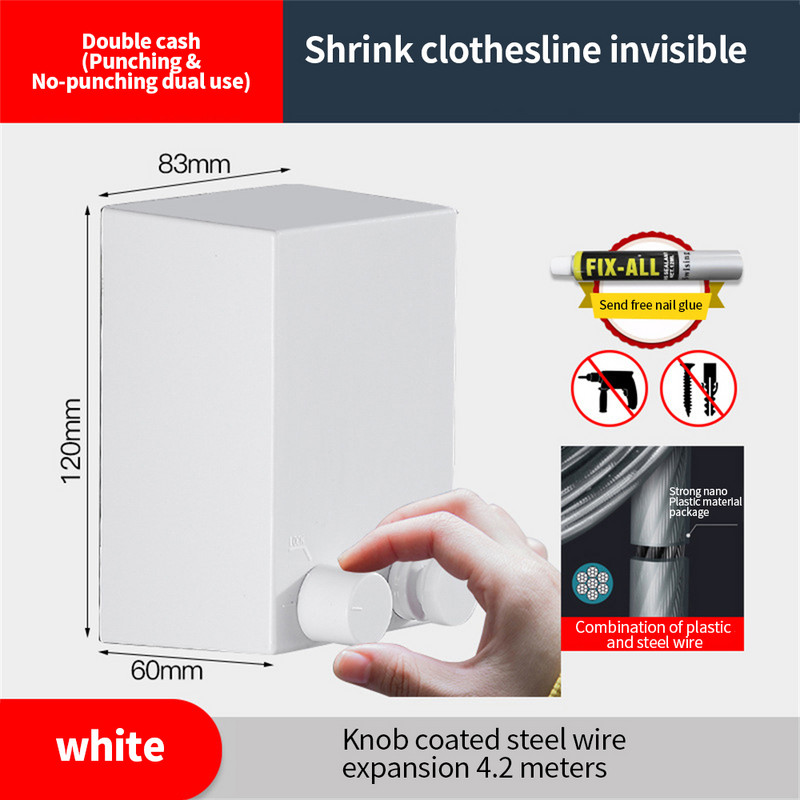 4,2 M nematoma drabužių linija, paprasta reguliuojama teleskopinė 304 nerūdijančio plieno vielinė virvė, drąsi drabužių džiovinimo lentyna