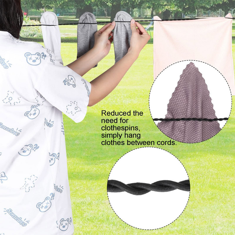2db Utazási ruhavonal kültéri szárítóállvány ruhaszárító állvány behúzható 1,2 m-től 2,8 m-ig kemping mosodaszárító állvány