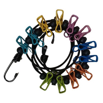 Hordozható utazási ruha zsinór otthoni szállodai kempinghez beltéri kültéri állítható vég kampó 12 ruhacsipesz mozgatható zárható gyöngy