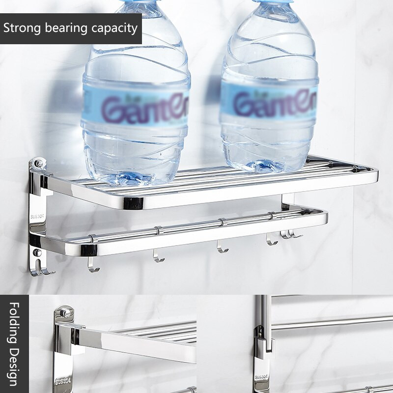 Suport pentru prosoape, din oțel inoxidabil 304, pliabil, raft mobil pentru prosoape de baie, lustruit, suport pentru prosoape, raft de depozitare, accesorii pentru baie