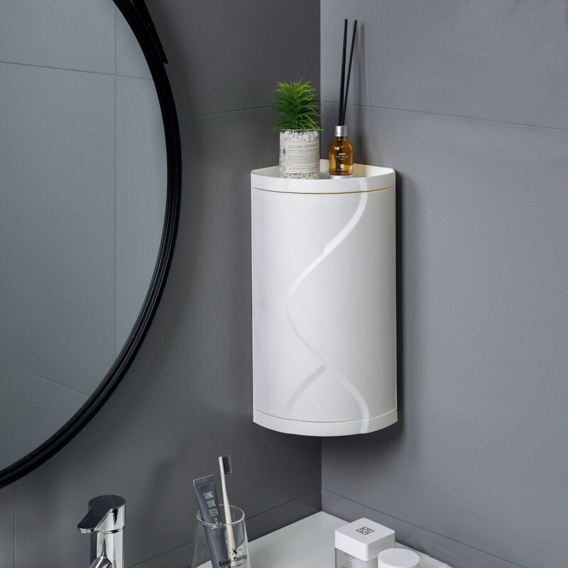 Fürdőszoba forgatható tároló állvány 360 fokban forgatható műanyag többfunkciós rendszerező porálló vízálló sarok állvány WC-hez