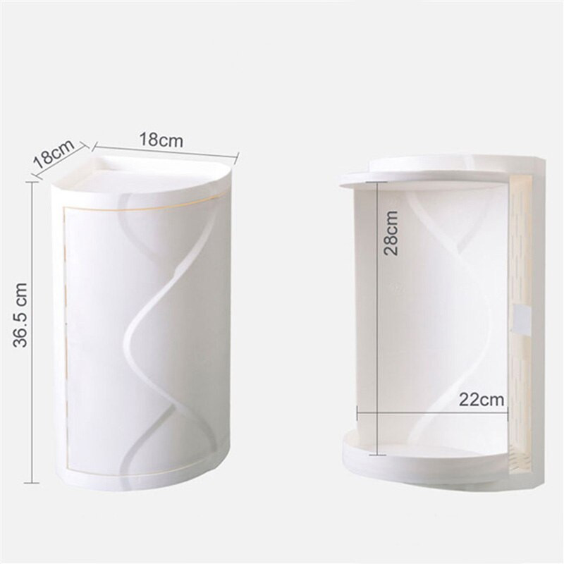 Fürdőszoba forgatható tároló állvány 360 fokban forgatható műanyag többfunkciós rendszerező porálló vízálló sarok állvány WC-hez