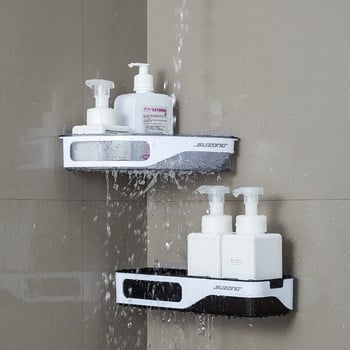 Επιτοίχιο ράφι αποθήκευσης μπάνιου No Punching Bathroom Organizer Rack Ράφι Καθημερινής ανάγκης Organizer Rack Διακόσμηση σπιτιού