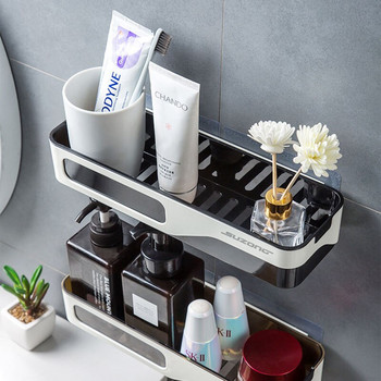 Επιτοίχιο ράφι αποθήκευσης μπάνιου No Punching Bathroom Organizer Rack Ράφι Καθημερινής ανάγκης Organizer Rack Διακόσμηση σπιτιού