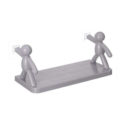 Raft de depozitare plutitor umanoid Rafturi creative de depozitare pentru baie Raft de depozitare pentru agățat pe perete Organizator de borcane pentru condimente de bucătărie alb