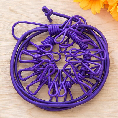 Hordozható kültéri szélálló ruhaszárító akasztószárító ruha akasztókötél 12 kapcsos zsinórral DEC889