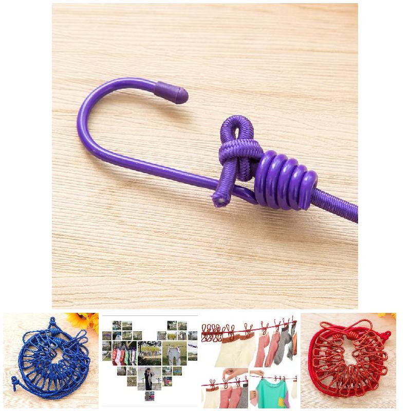 Hordozható kültéri szélálló ruhaszárító akasztószárító ruha akasztókötél 12 kapcsos zsinórral DEC889