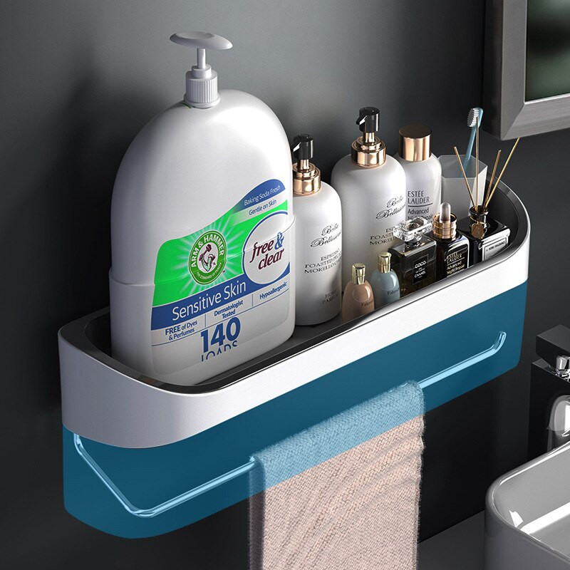 Falra szerelhető fürdőszobai polc forgatható törölközőtartó konyhai rendszerező fürdőszobai kiegészítőkhöz fúró nélkül, nagy kapacitású tároló