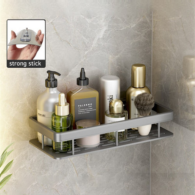 Fürdőszoba tároló polcok Falra szerelhető zuhany tároló állvány fúrás nélküli sarokrendező polc fürdőszobai kiegészítők