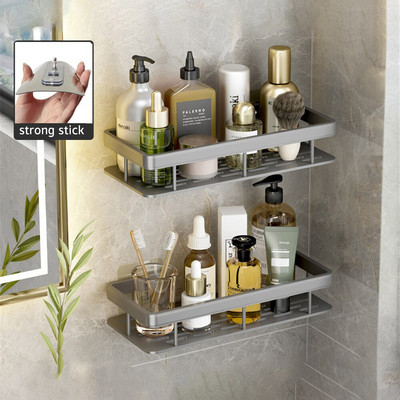Fürdőszoba tároló polcok Falra szerelhető zuhany tároló állvány fúrás nélküli sarokrendező polc fürdőszobai kiegészítők
