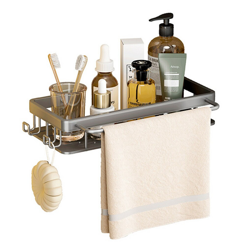 Fürdőszoba tároló polcok Falra szerelhető zuhany tároló állvány fúrás nélküli sarokrendező polc fürdőszobai kiegészítők