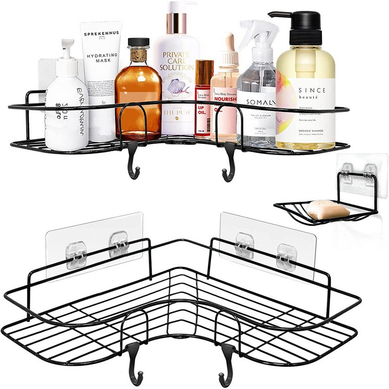 Fürdőszoba polcrendező Tárolópolc Állítható falra szerelhető polctartó tapadókoronggal használható fürdőszobai konyhához nappali