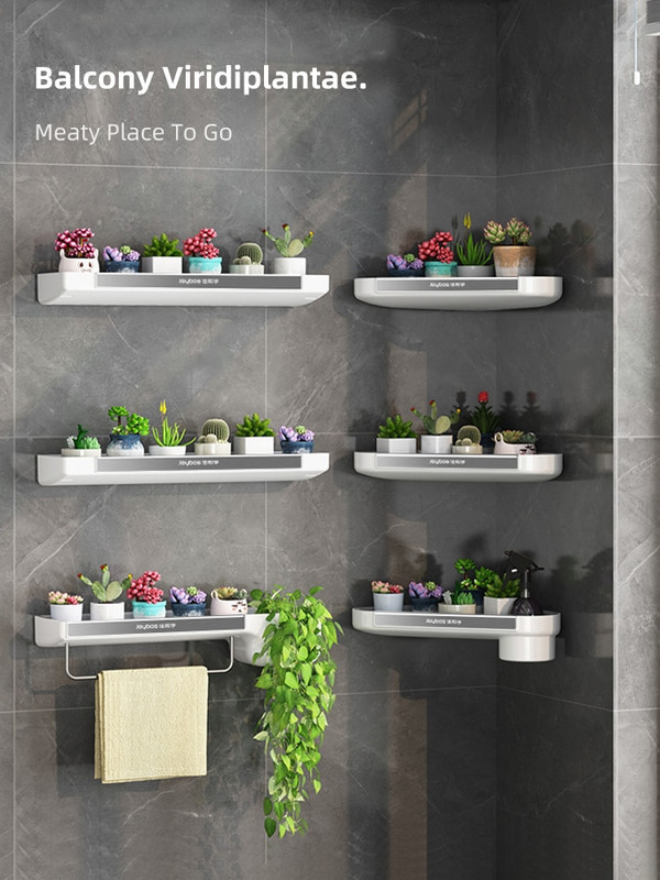 Fürdőszoba polcok Fúrás nélküli sarokpolc Falra szerelhető zuhany tároló állványtartó WC rendszerező fürdőszobai kiegészítők