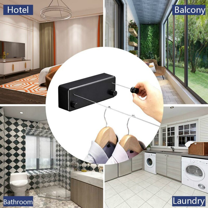 4,2 méteres behúzható ruhaszárító beltéri kültéri szárítóállvány ABS műanyag ruhaszárító állvány Mosodaszárító Teleszkópos Varal