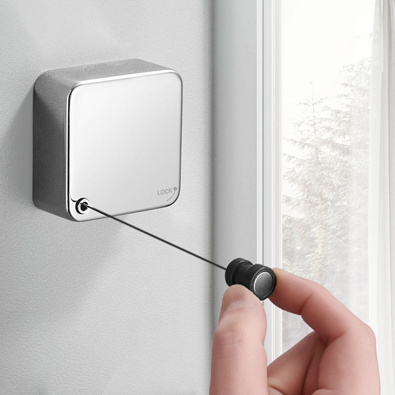 Automatinis ištraukiamas džiovinimo stovas nerūdijančio plieno drabužių linija Patvari ištraukiama lyno perforacija, skirta pakabinti šlapius drabužius