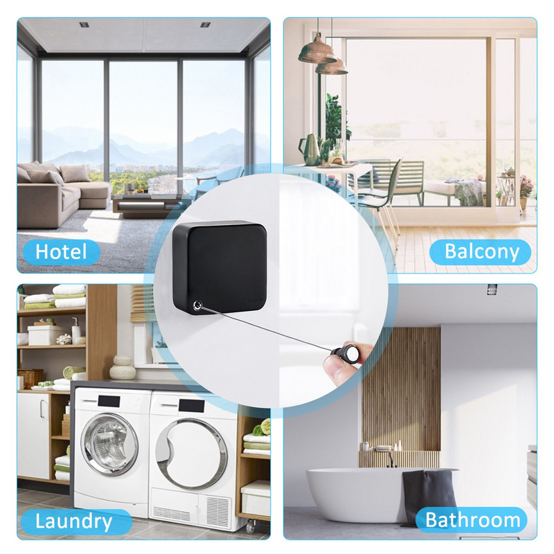 Automatinis ištraukiamas džiovinimo stovas nerūdijančio plieno drabužių linija Patvari ištraukiama lyno perforacija, skirta pakabinti šlapius drabužius