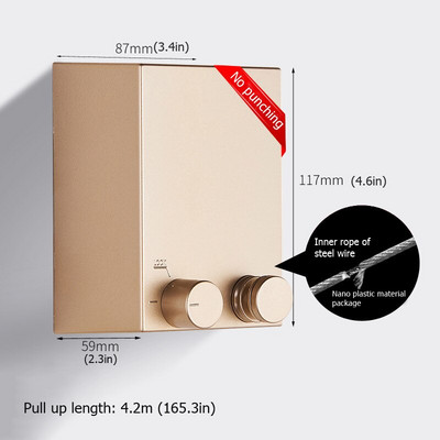 Kültéri ruházati kötél Beltéri behúzható ruhakötél teleszkópos rozsdamentes zsinór ruhaakasztók falra szerelhető szárítóállvány