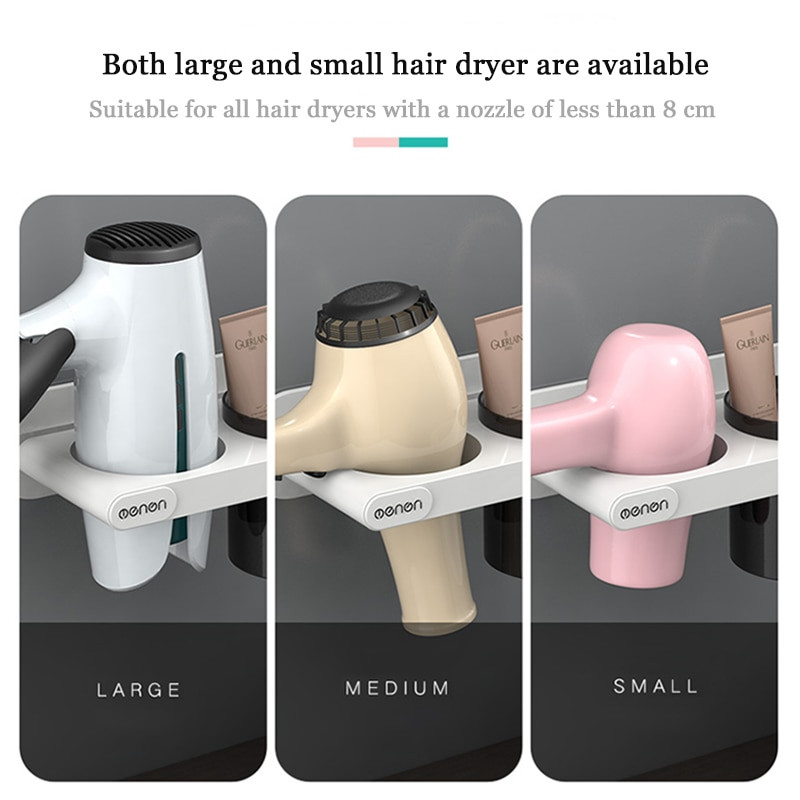 ONEUP hajszárító tartó csészével háztartási falra szerelhető hajszárító tároló polc műanyag rendező állvány fürdőszobai kiegészítők készlet