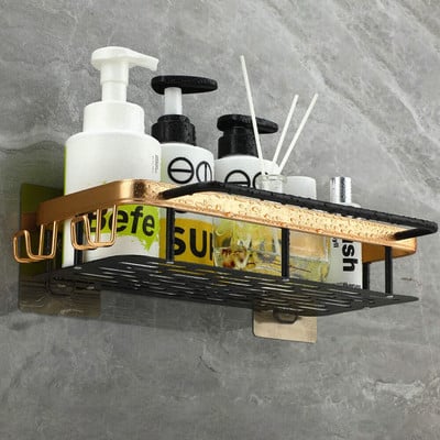 Prabangi vonios lentyna su kabliukais Šampūno laikiklis Vonios Dušo Caddy Be gręžimo Sandėliavimo laikymo lentyna Vonios kambario priedai