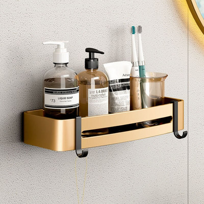 Ütésmentes fürdőszobai fogasruha Könnyű luxus fekete arany Space alumínium fürdőszobai tároló polcok és állványok arany