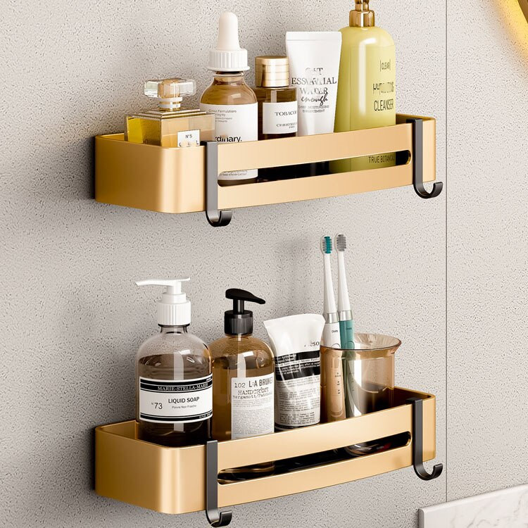 Suport de baie fără perforații Rafturi și rafturi de depozitare pentru baie, de lux, negru, auriu, spațial, auriu