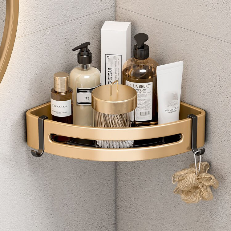 Suport de baie fără perforații Rafturi și rafturi de depozitare pentru baie, de lux, negru, auriu, spațial, auriu