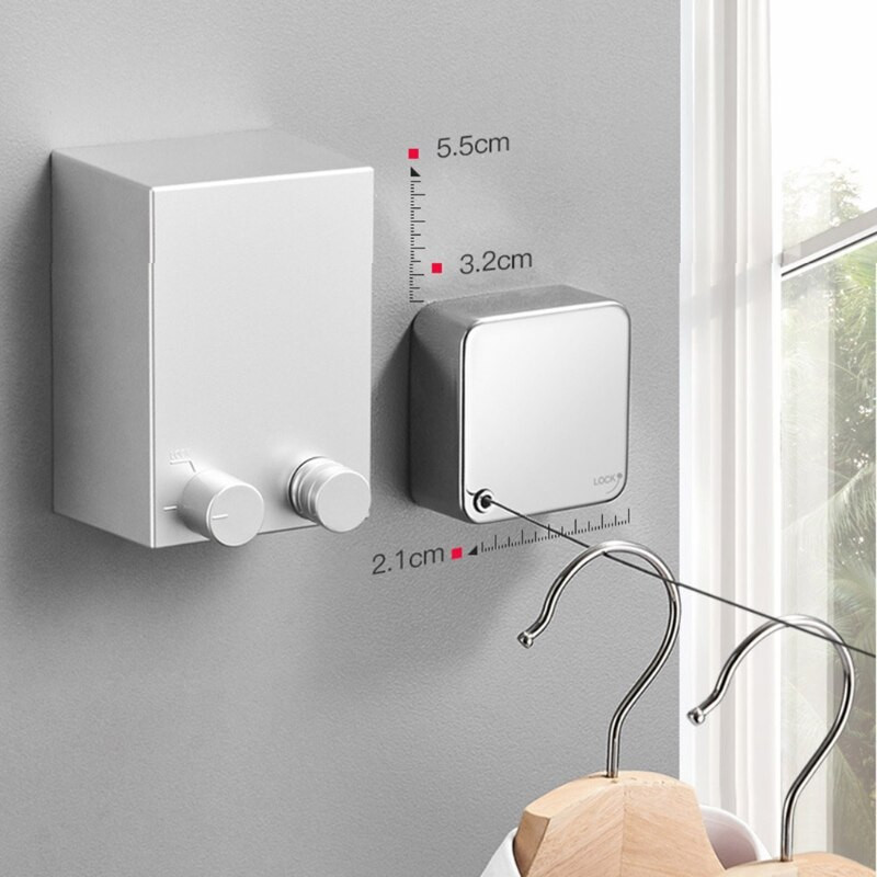 Balcon, contracție invizibilă, coadă de rufe, umeraș cu pumn gratuit, frânghie din oțel inoxidabil, pentru interior, baie, suport telescopic pentru haine