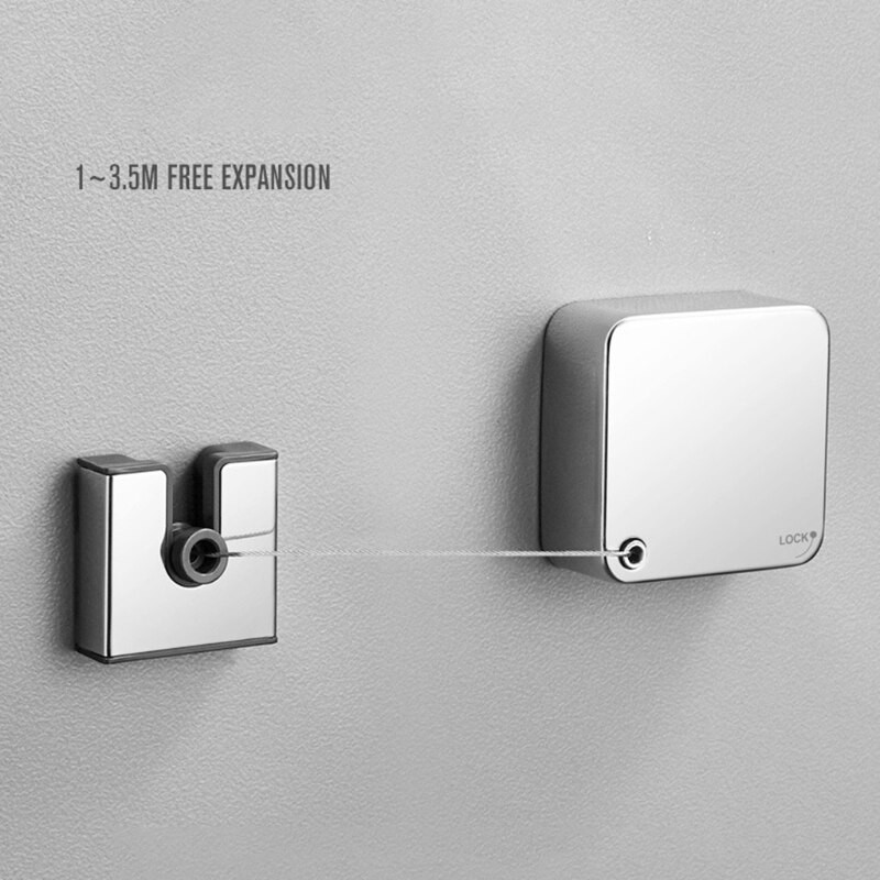 Balcon, contracție invizibilă, coadă de rufe, umeraș cu pumn gratuit, frânghie din oțel inoxidabil, pentru interior, baie, suport telescopic pentru haine