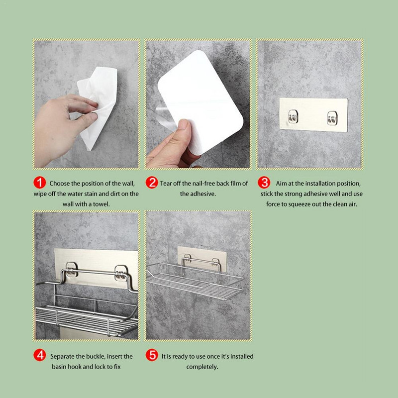 Sarokpolc zuhany Erős szívású rozsdamentes acél polcok Fürdőszoba polc zuhanypolc sampontartó zuhanykosár