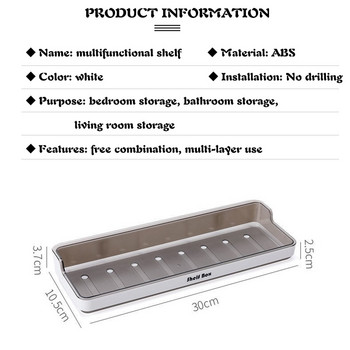Поставка за баня Стенен кухненски дренаж Рафт за подправки Кутия за тоалетна сапун Неперфорирана ABS пластмаса Многофункционално съхранение