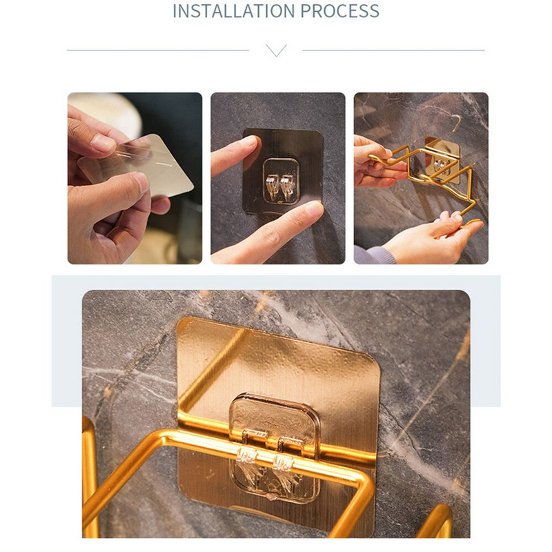 Hajszárító tárolóállvány Fürdőszoba Könnyű luxus ütésmentes készülékrendező Arany falra szerelhető elektromos dugós tárolótartály