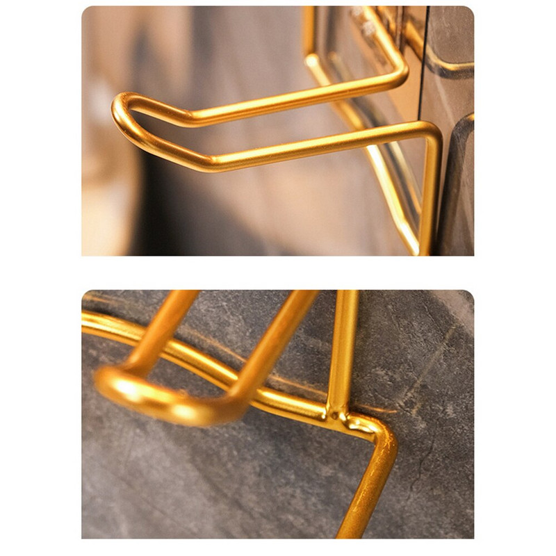 Hajszárító tárolóállvány Fürdőszoba Könnyű luxus ütésmentes készülékrendező Arany falra szerelhető elektromos dugós tárolótartály