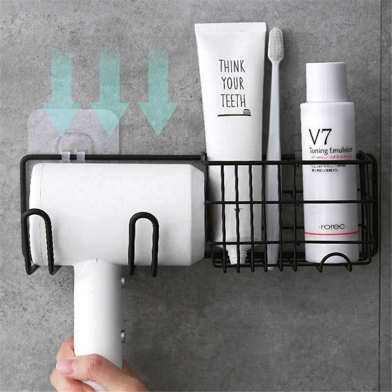 Ütésmentes fürdőszobai hajszárító fogas fogkefetartó Falra szerelhető borotvaállvány Otthoni WC kellékek fürdőszobai kiegészítők