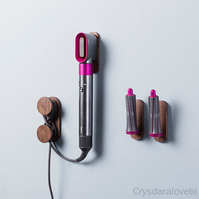 Държач за сешоар за стенен монтаж Държач за съхранение на Dyson Airwrap Styler Walnut Стойка за съхранение на маша за коса Пръчка за баня