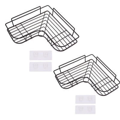 Fürdőszoba polc Zuhanypolcok Sampon tároló állvány Konyhai tároló tartó Lyukasztó nélküli falra szerelhető rendező Fürdőszoba kiegészítők