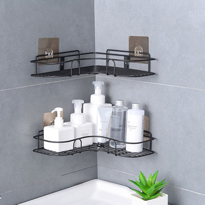 Fürdőszoba polc Zuhanypolcok Sampon tároló állvány Konyhai tároló tartó Lyukasztó nélküli falra szerelhető rendező Fürdőszoba kiegészítők