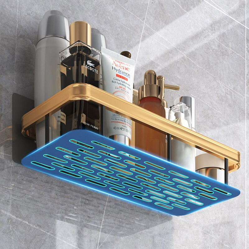 Rafturi pentru baie Raft de colț fără găurire Suport de depozitare pentru șampon pentru duș Raft pentru toaletă Organizator pentru bucătărie Accesorii pentru baie