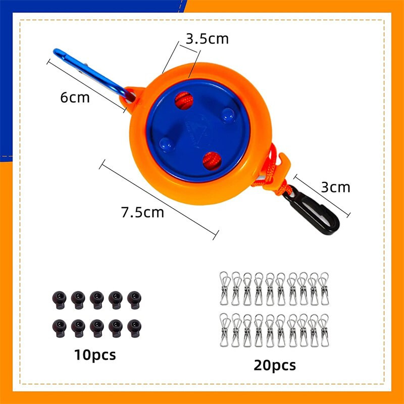 Prijenosni stalak za sušenje odjeće bez rupa na uvlačenje, kampiranje na otvorenom, otporan na vjetar, prijenosni konop za sušenje odjeće s kopčama