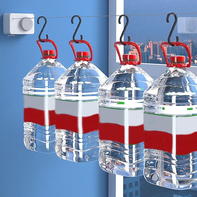 Hordozható ruhaszárító kötél Otthoni Tárolás Acél Kihúzható Ruhakötél Ruhaszárító Rendszerező Fürdőszoba Erkélyhez 87HA